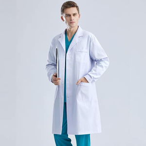 Blouse de laboratoire blanche pour homme en coton et polyester tissé, uniforme d'hôpital pour usage médical - Product Image 1