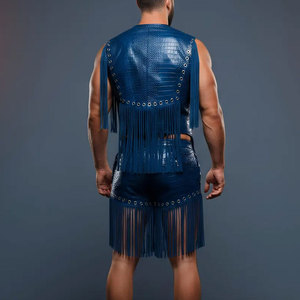 Men Western Cowboy Fringe Vest <b>Suede</b> Leather Sleeveless <b>Jacket</b> Tassel Rodeo <b>Biker</b> Festival Wear Wear Premium OEM Apparel - Product Image 3