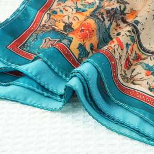 Pañuelo Cuadrado de Seda con Diseño Floral Retro de 90*90cm, Estilo Boho para Mujeres y Niñas - Product Image 5