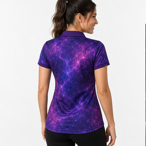 Polo Personalizado para Mujer, Diseño Galaxia Nebulosa Púrpura, Secado Rápido, Transpirable, Manga Corta, Uniforme Deportivo para Golf, Tenis, Equipo, WPS-0754 - Product Image 4