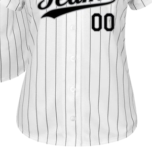Men White Black Pinstripe Black Gray Baseball Jersey Button Front Team Shirt Breathable <b>Athletic</b> Practice Tournament Uniform - Product Image 5