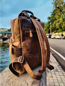 Durable Waterproof Genuine Leather Rucksack Anti-Theft Vintage Laptop <b>Backpack</b> for <b>Daily</b> Travel LBP-0318 - Product Image 3