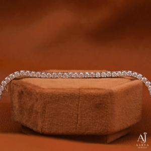 AARVA JEWELS Bracelet tennis unisexe en moissanite, argent 925, plaqué or rose et or, perle d'eau douce, coupe brillante, pour mariage - Product Image 2
