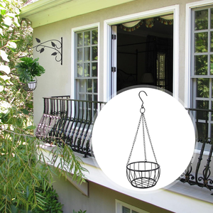 Soporte para Macetas de Hierro Negro con Cadena de Tres Puntos y Gancho para Colgar, Canasta de Alambre Abierta para Exhibición de Plantas en Balcón, Patio y Jardín - Product Image 5