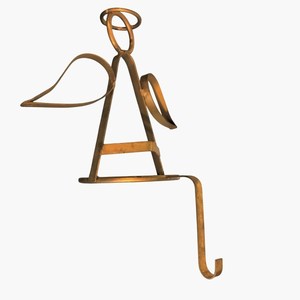 Vintage Gold Metal Angel <b>Stocking</b> <b>Holder</b> Large 12 inch feltsocks - Product Image 1