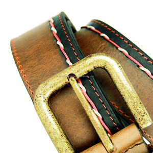 Cinturón de Cuero Genuino de Grano Completo para Hombre, Cinturón Informal Bordado, Diseño Vintage, Aleación Personalizada, Hebilla, Venta Al por Mayor - Product Image 3