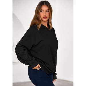 Custom 2025 Oversized Pullover Hoodie for Women Ruched <b>Long</b> <b>Sleeve</b> Casual Sweatshirt Fall Fashion <b>Y2K</b> <b>Tops</b> in XS Size - Product Image 4
