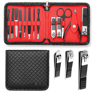 Ensemble de manucure professionnel, kit de manucure, ensemble de coupe-ongles, 13 en 1, en acier inoxydable, outils de pédicure, outil de toilettage pour hommes - Product Image 1