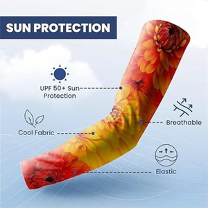 Mangas de brazo doradas con diseño elegante, protección UV, tela refrescante, ligeras y elásticas, perfectas para correr, ciclismo y fitness. - Product Image 2