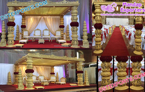 Exclusive Wedding Triple Pillars Mandap/<b>Stage</b> USA Traditional Triple Pole Wedding Mandap Indian Wedding Fiber Triveni Mandap USA - Product Image 3