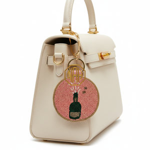 Red Floral Beaded <b>Key</b> Ring Handcrafted Seed Bead Flower Keychain Decorative Design <b>Custom</b> Logo Available - Product Image 2