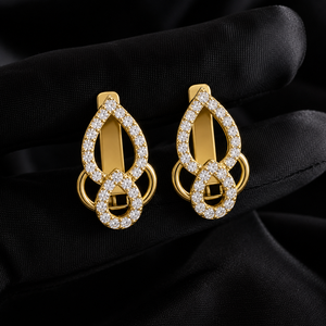 14K 18K <b>Solid</b> <b>Gold</b> Open Pear Halo <b>Huggie</b> Earrings 0.40CT Lab Grown Diamond Round Cut Pave Earring DEF VVS Fine Jewelry for Women - Product Image 1