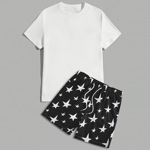 Ensembles courts pour hommes, respirants, tenue de tous les jours, ensembles courts pour hommes en coton doux pour un style de vie décontracté - Product Image 1