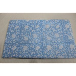 Newly Light Blue & <b>White</b> Cotton Fabric Hand Block Printed Indian Natural Prints Boys' Dresses Lightweight Curtain & Bag Decor - Product Image 5