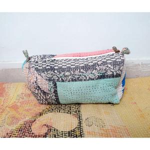 100% Pure Cotton Kantha Fabric Tassel Pattern Zipper Closure Eco-Friendly Durable <b>Large</b> Makeup <b>Bag</b> Pouch Set Soft Handle - Product Image 5