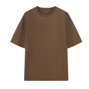 Camiseta de Manga Corta para Hombre, Cuello Redondo, Color Caqui, Corte Holgado, Estilo Casual, Tejido de Punto, Color Liso - Product Image 3