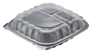 Boîte à lunch en plastique jetable à 3 compartiments avec couvercle, récipient alimentaire à emporter, style moderne - Product Image 6