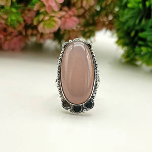 925 Sterling Silver Pink Rose <b>Quartz</b> <b>Ring</b> Classic Designer Oval Cut Natural Gemstone January Birthstone for Wedding Anniversary - Product Image 3