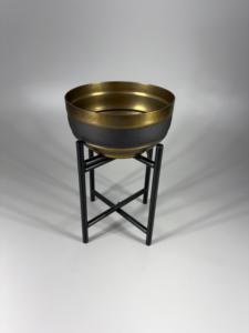 Modern Design Gold Brass Planter With Black Metal <b>Stand</b> Indoor Flower Pot Minimalist Design for Green <b>Plants</b> - Product Image 1