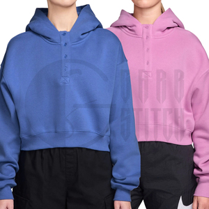 เสื้อฮู้ดดี้ครอปทรงโอเวอร์ไซส์สำหรับผู้หญิง ผ้าฟลีซพิมพ์ลาย สวมใส่สบายในฤดูหนาว ผ้าคอตตอนหนานุ่ม รับผลิตแบบ OEM ODM - Product Image 1