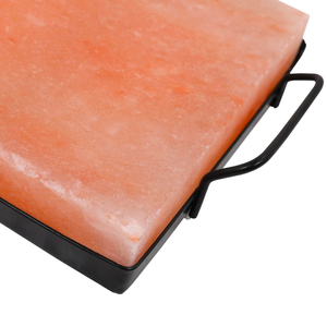 Himalayan <b>Pink</b> Salt Cooking Slab Refined Premium Quality Stainless Steel Holder 30x20x5cm natural <b>pink</b> salt brick - Product Image 4