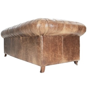 Vintage 3 Seater Chesterfield <b>Sofa</b> in Genuine Leather with Quilted Design Rolled Arms Solid Wood Base Luxury Lounge Furniture - Product Image 5