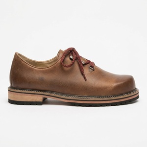 Men's Vintage Tan Lace-Up <b>Walking</b> <b>Shoes</b> Round Toe Chunky Sole Cow Leather <b>Waterproof</b> <b>Lightweight</b> Solid Summer Autumn - Product Image 4
