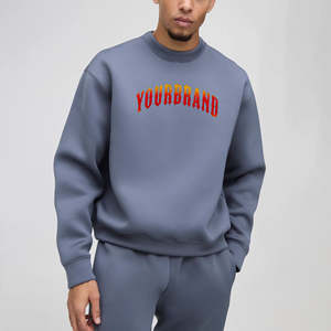 Sudadera Personalizada con Logotipo Bordado OEM, 450 GSM, Felpa de Algodón Gruesa, Cuello Redondo, Sudadera para Niños y Hombres - Product Image 4