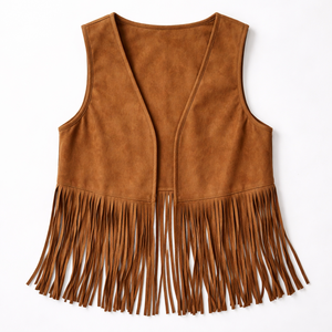 Chaleco Hippie con Flecos Marrones al por Mayor para Mujer - Diseño Personalizado Disponible Directamente del Fabricante - Product Image 5