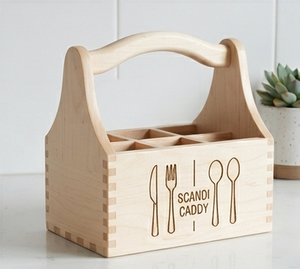 Organisateur de comptoir en bois marron clair style scandinave pour ustensiles de cuisine - Product Image 1