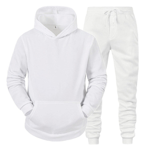 NAQQASH SPORTS Unisex <b>White</b> Polyester/Cotton Fleece Four-Way Stretch Sweatpants Solid Drawstring Closure Casual <b>Joggers</b> Full - Product Image 4