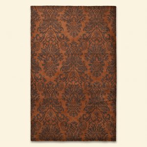 Tapis en laine tufté à la main marron brun anthracite, motif floral damassé traditionnel, antidérapant, écologique, à poils épais pour salon - Product Image 1