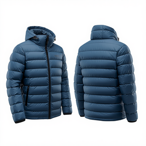 Veste matelassée unisexe personnalisée à motif vague, légère, respirante, rembourrée de coton, avec capuche, pour l'hiver, style urbain - Product Image 2