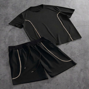 Conjunto de Dos Piezas para Hombre de Jacquard Enterprises, Estilo Tropical para Verano, Camisa de Tela Suave y Pantalones Cortos a Juego para la Playa - Product Image 1