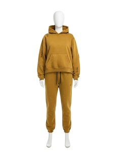 Ensemble de survêtement en molleton de coton pour homme, effet vieilli, avec sweat à capuche et pantalon, couleur unie, respirant, pull chaud pour l'hiver, OEM - Product Image 3