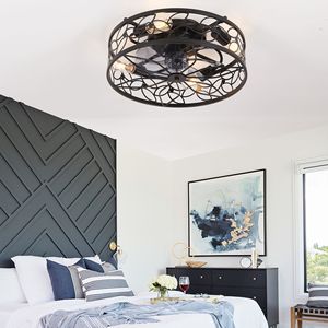 Ventilatore da Soffitto LED Vintage da 18 Pollici con Gabbia, Nero, Funzionamento Silenzioso con Telecomando, Stile Industriale per Soggiorno e Camera da Letto - Product Image 1