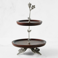 Ensemble de supports à gâteaux ronds en métal très demandés, 2 étages, avec design floral, pour présentation de gâteaux et desserts, mariages et fêtes, support de luxe