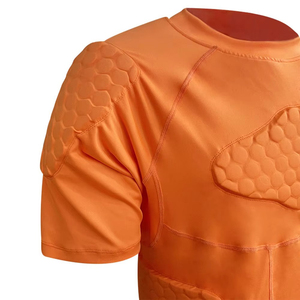 Camiseta de Fútbol de Manga Corta Acolchada Naranja para Hombre, Cuello Redondo, Ajustada, Ropa Deportiva Protectora, Color Sólido, para Todas las Temporadas - Product Image 5
