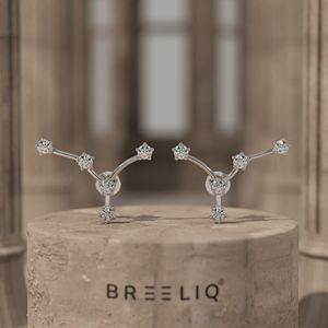 Boucles d'oreilles en or 14 carats avec diamants, élégantes puces d'oreilles en forme de grappe d'étoiles pour femmes, bijoux célestes étincelants avec diamants de laboratoire, cadeau unique - Product Image 1