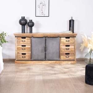 Vandana Crystal Legacy-style <b>sideboard</b> in solid wood and metal Haden - Product Image 1