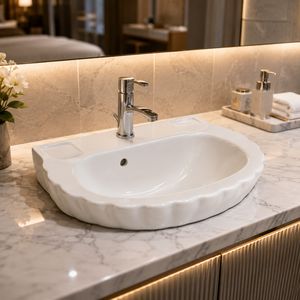 Crowny Modern Easy Clean <b>Wall</b>-<b>Mounted</b> Ceramic Bathroom Wash Basin for Warehouse & Apartment Use - Product Image 4