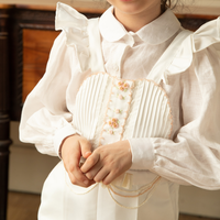 Vêtements pour filles, ensemble bébé fille, ensemble enfant, 2 pièces, chemise et salopette, broderie florale de luxe - Sophia