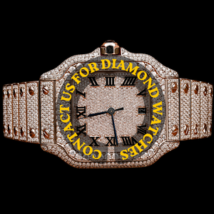 Reloj de Pulsera de Diseño Hip Hop para Hombre, con Esfera de Números Romanos, Movimiento de Cuarzo, Diamantes Moissanite y Plata de Ley 925 Premium - Product Image 1