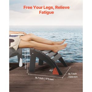 Weather-Resistant HDPE <b>Plastic</b> <b>Adirondack</b> Ottoman 18.7L X 19.7W X 13H Inch Folding Footrest for Porch Black <b>Adirondack</b> <b>Chair</b> - Product Image 5