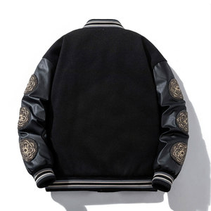 Chaqueta Varsity Vintage para Hombre y Mujer, Abrigo de Béisbol de Invierno con Bordado de Letras, Mangas de Cuero, Estilo Casual de Lana, Color Verde - Product Image 5