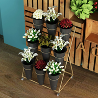 Support à fleurs en fer à plusieurs niveaux avec roulettes, étagère à plantes en forme d'échelle, étagère à plantes en métal pour intérieur et extérieur, plusieurs tailles et couleurs