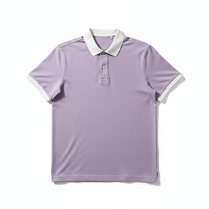 Polo à manches courtes pour homme avec col et poignets blancs, couleur unie, décontracté, respirant, en tissu Oxford de coton, coupe classique - Product Image 1