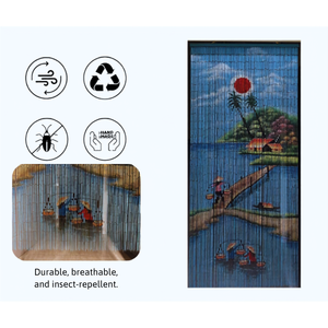 Rideau vertical traditionnel en bambou perlé, haute qualité, fait main par des artisans vietnamiens, design bohème, occultant et régulateur de lumière - Product Image 2
