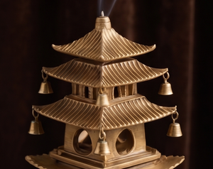 Aluminum Pagoda <b>Incense</b> <b>Burner</b> with Hanging Bells <b>Cone</b> Censer Ash Catcher Meditation Decor Wholesale - Product Image 5