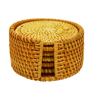 Sous-verres en rotin BOHO, nouveaux sous-verres en rotin naturel, tapis isolants pour tasses et sous-verres de haute qualité - Product Image 1